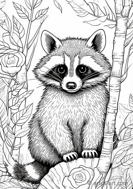 Cute Raccoon Coloring Page